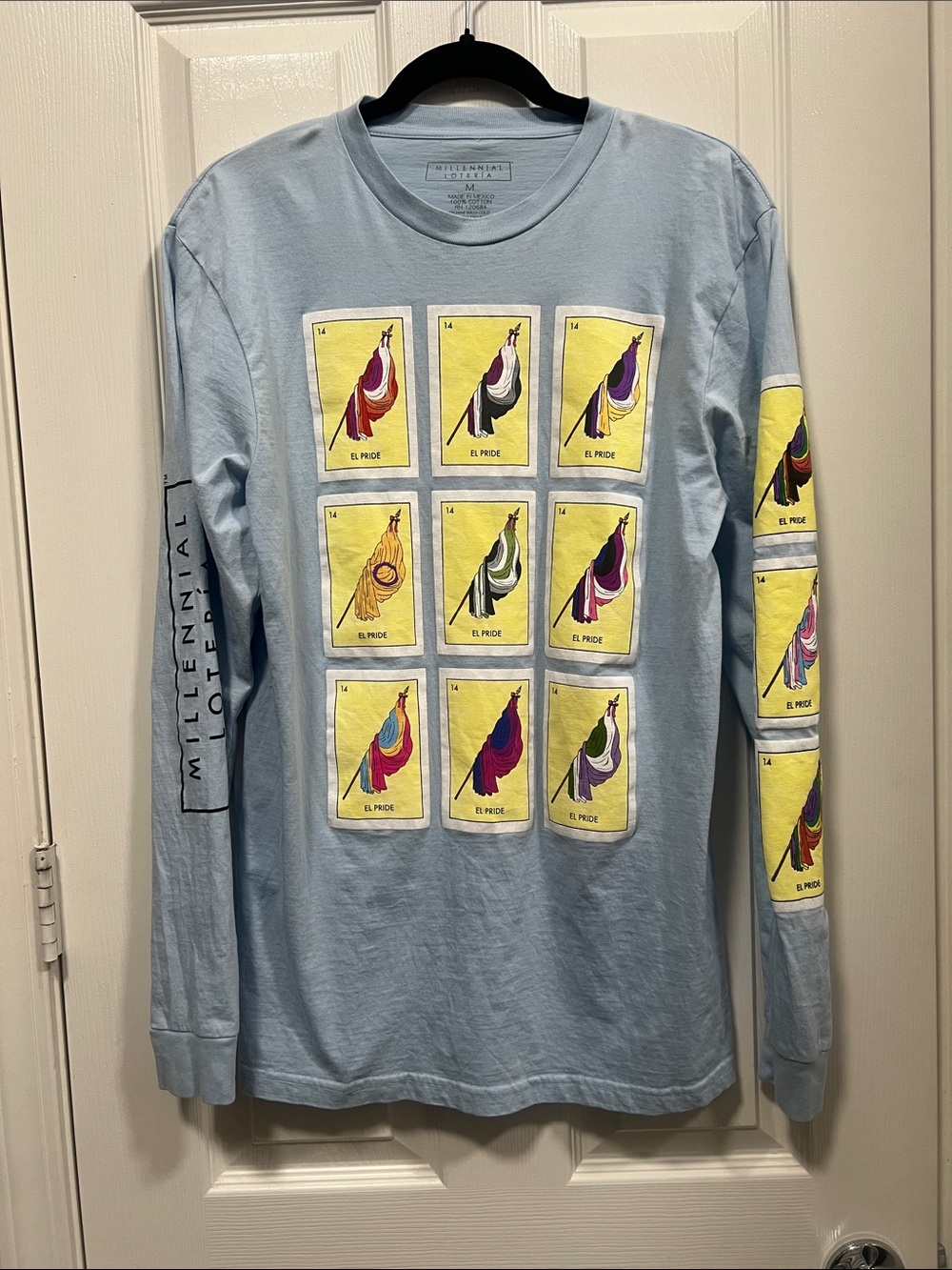 Pride Millennial Lot Loteria El Pájaro Long Sleeve Tee - Light Blue